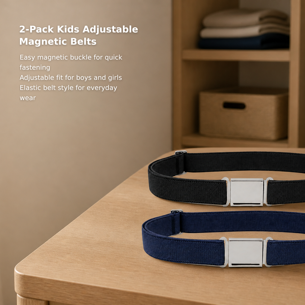 2-Pack Adjustable Magnetic Belts for Kids